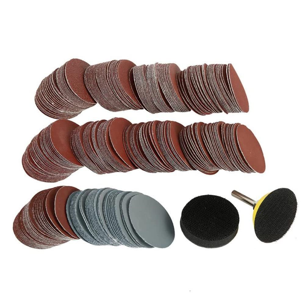 300 pièces 200 pièces disques abrasifs 2 pouces 50mm disque de papier de verre rond feuilles de sable 80/100/180/240/600/800/1000/1200/2000/3000 grain, 200 pièces, h