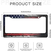 Vista 2 de Marco de matrícula patriótico, marco de matrícula retro con bandera estadounidense, marcos decorativos de aluminio para placa de matrícula de metal
