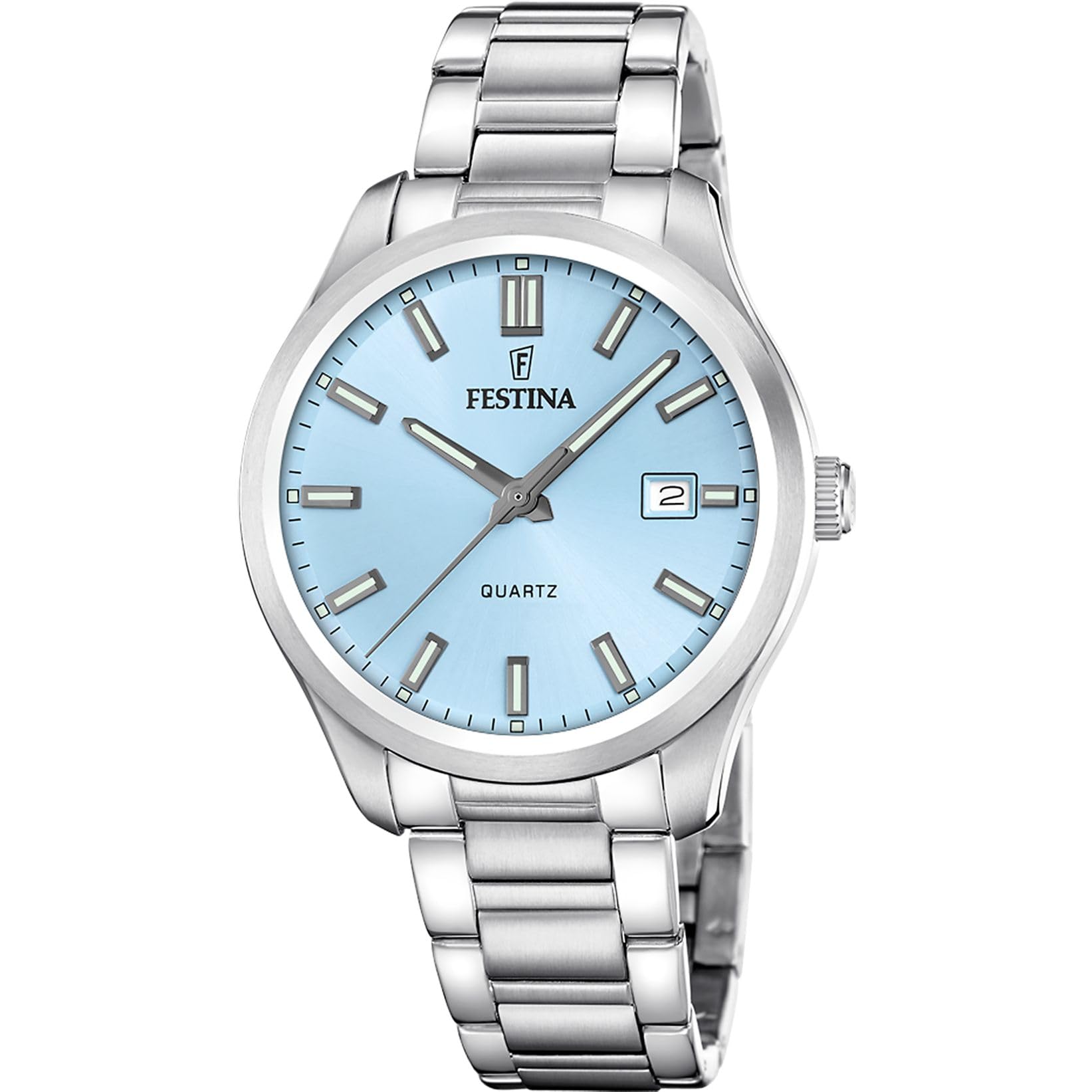 Festina Orologio Uomo Analogico in Acciaio Inossidabile 316l Argentato | Movimento al Quarzo, Calendario, Vetro Minerale ad Alta Resistenza, Impermeabile 5 ATM F20736/2