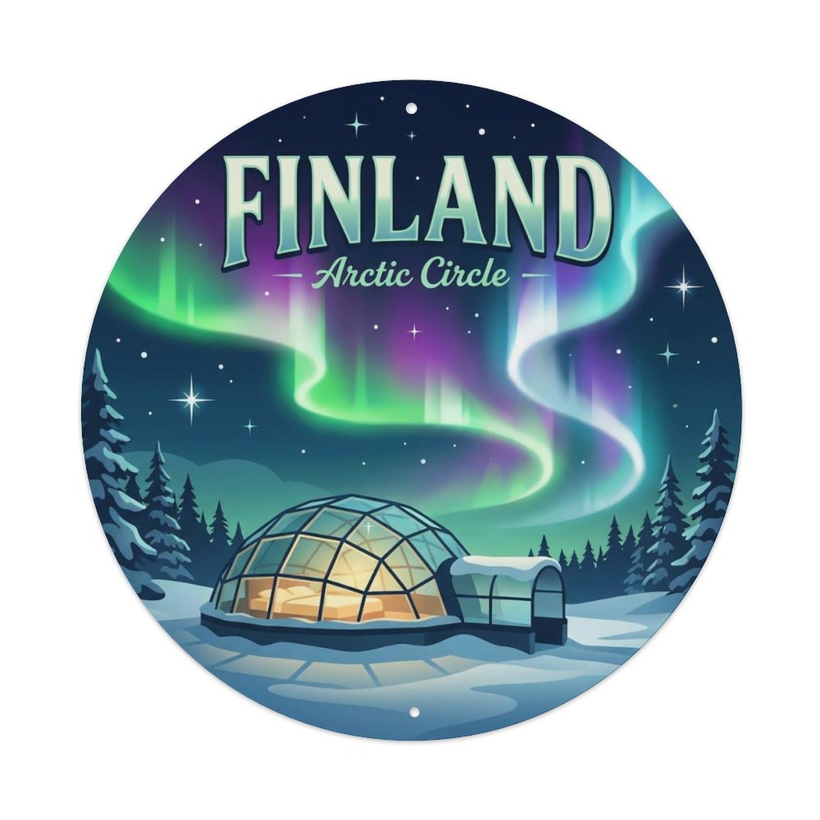Vintage Travel Finland Sparkling Metal Tin Sign