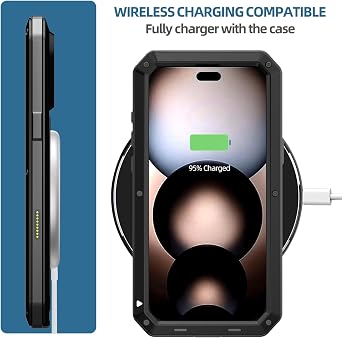 Compatiable with iPhone 17 Pro Max Case,360 Full Body Protective Cover Heavy Duty Shockproof [Tough Armour] Aluminum Alloy Metal Case with Silicone Built-in Screen Protector - Black