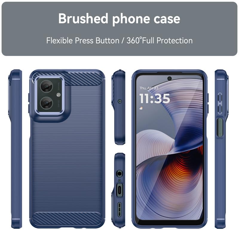 Image of Hybrid Carbon Fiber Back Case for Motorola Moto G55 5G (Blue)