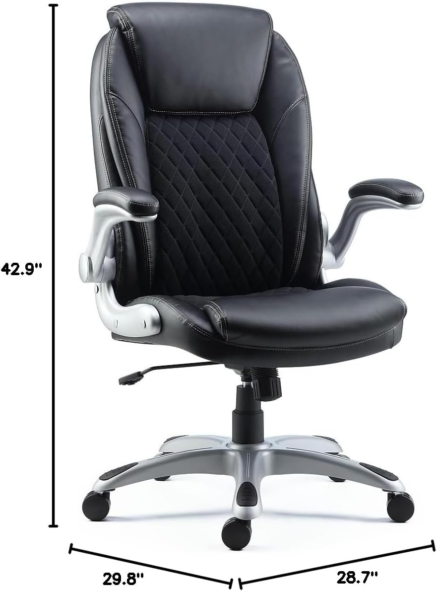LNEE MyOfficeInnovations 2719542 Bonded Leather Executive Chair, Black