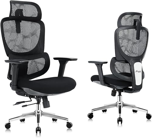 Silla de oficina ergonómica grande con asiento deslizante, soporte de respaldo doble, reposabrazos 4D ajustables, reposacabezas 2D, soporte lumbar,
