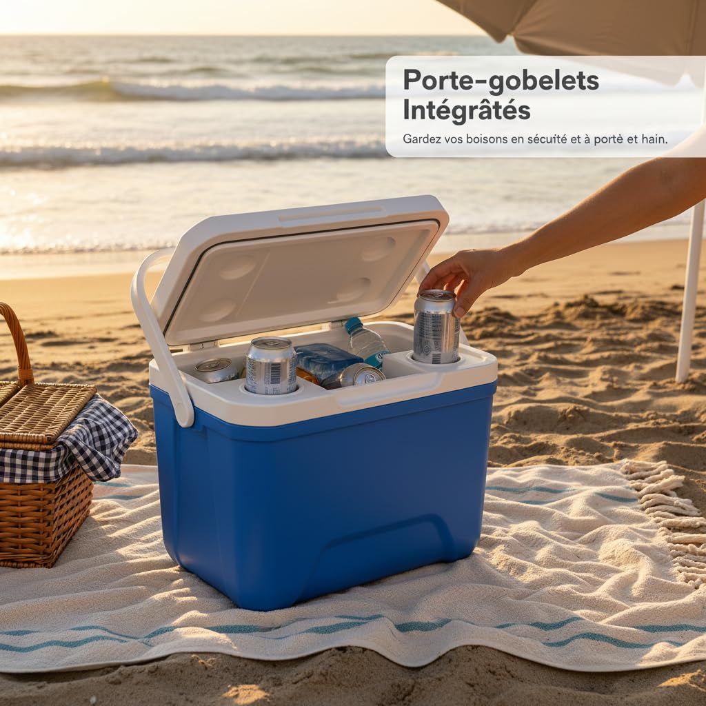 Glacière Portable Chaud PE, Matériau PP résistant, Caisse Transport, pour Les journées Plage, pour