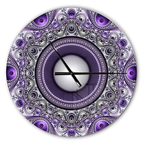 DesignQ Horloge Murale Moderne pour Maison, Chambre, Salle de Bain, Bureau, Salon, 15906, 29 x 29 cm, Motif Violet