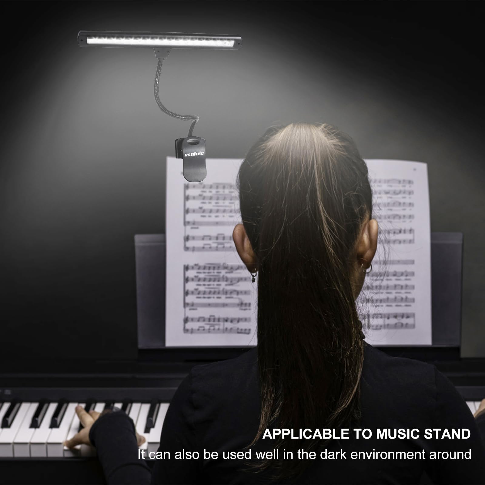 Music Stand Light, Clip On Piano Lights 18 LED Orchestra Light Book Lamp Musician Lamp, Fully Adjustable No Flicker for Piano, Book Reading, DJ Craft Work (powered by AA batteres, AC Adapter)