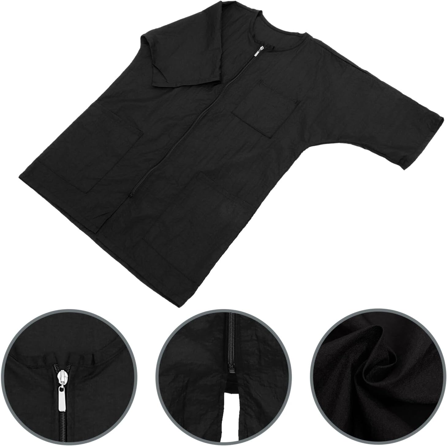 Lurrose Barbers Apron Hairdresser Grooming Smocks Short Sleeve Haircut Cape Stylist Jacket Cosmetology Uniform Zipper Hairdressing Cape Hairdresser Work Clothes for Salon Worker