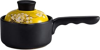 Small Casserole, Baby Ceramic Milk Pot with Handle, Anti-Scald High Temperature Resistant Stew Pan with Lid
