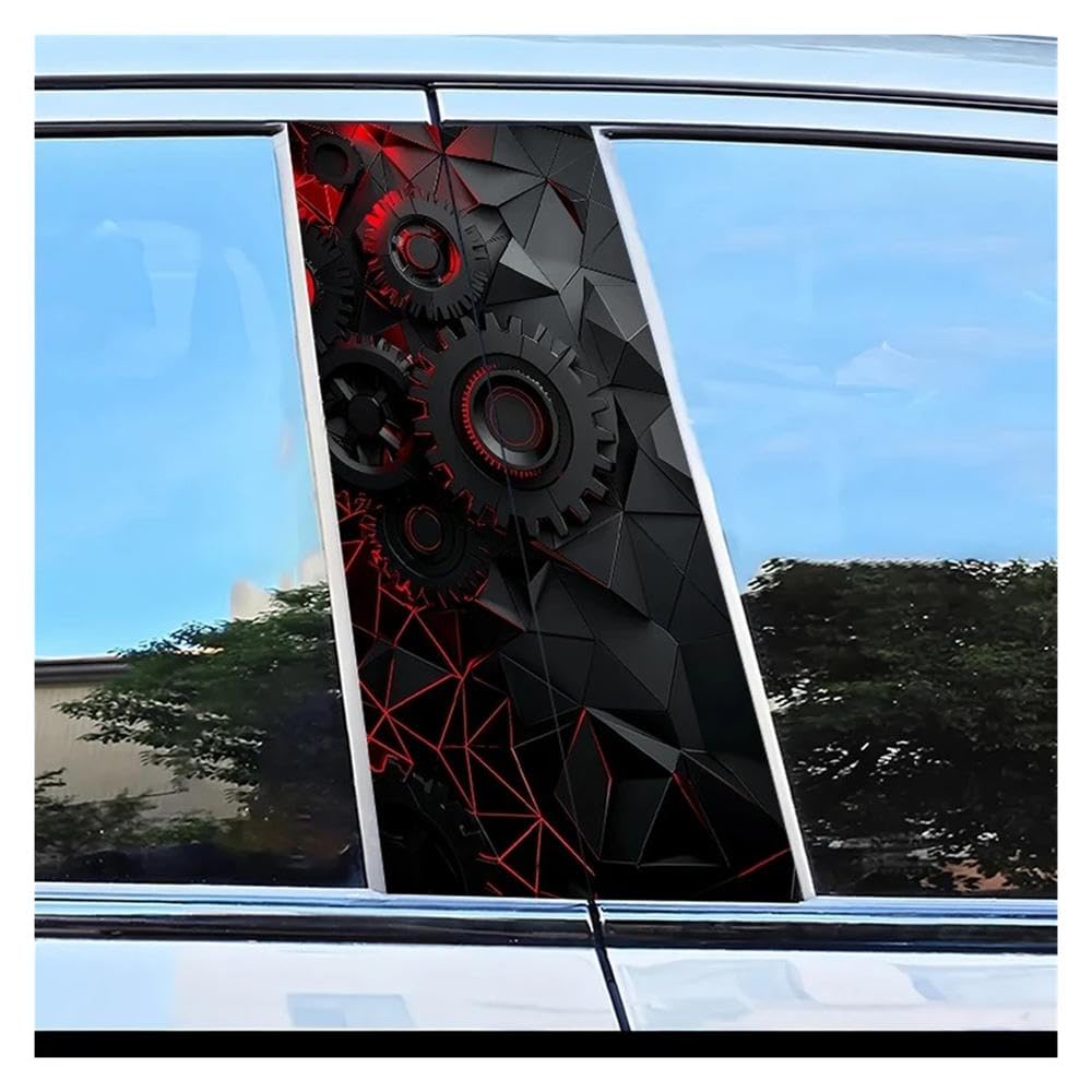 Dabhuoc One Color Car Parts 2Pcs Car Window Pillar Stickers Gear Pattern Scratch Resistant Film