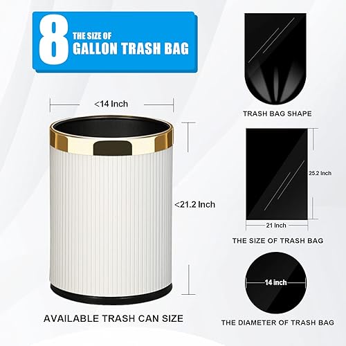 Miniatura 6 de FORID Bolsas de basura negras sin olor de 8 galones, 110 unidades