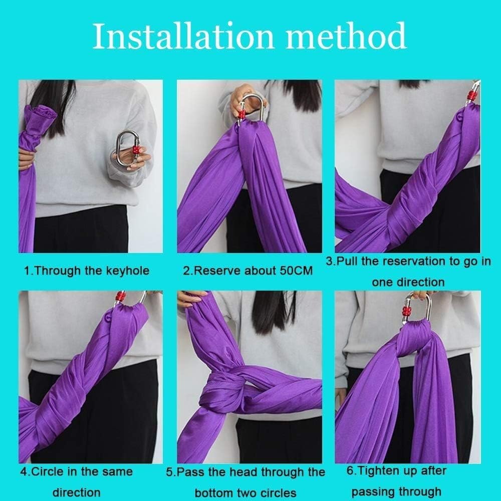 Generisch Aerial Yogatuch Hängematte, Vertikaltuch, Trapez Schaukel, Yogatuch zum Aufhängen, Aerial Silks, Akrobatik Tuch, Yoga Schaukel Hochelastischer Stretching Band(5M*2.8M)(Farbe A)