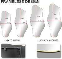 Vista 5 de Espejo irregular, 47.2 x 21.6 pulgadas, asimétricos sin marco, espejo de pared abstracto dorado, espejos modernos de forma única para sala de estar