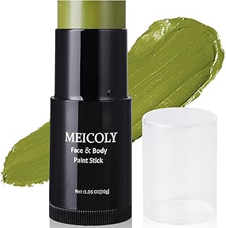 MEICOLY Light Green Face Body Paint Stick(1.06 Oz),Elphaba Green Face Paint,Disgust Goblin Witch Face Makeup,Hunting Camo Gamora,Christmas Makeup Stocking Stuffers,Ogre Green