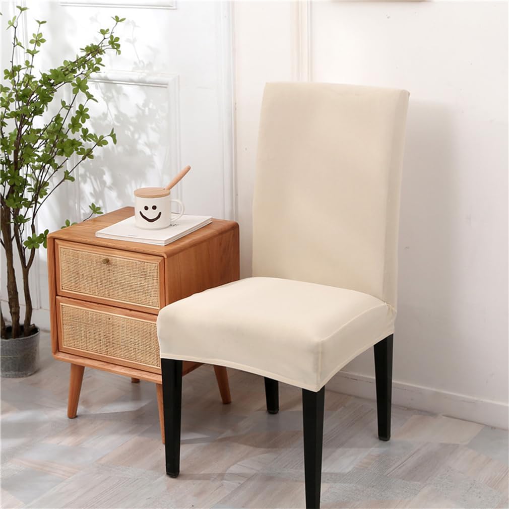 Coprisedie con Schienale 6 Pezzi, Elasticizzato Universali Antimacchia Coprisedia Modern Lavabile Decorativo Copri Sedie per Soggiorno Casa, Ristorante, Hotel (Beige)