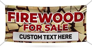 Firewood for Sale Banner Sign Personalized - 13 oz Heavy Duty Waterproof Custom Firewood for Sale Vinyl Banner with Metal Grommets, VP5429 (36