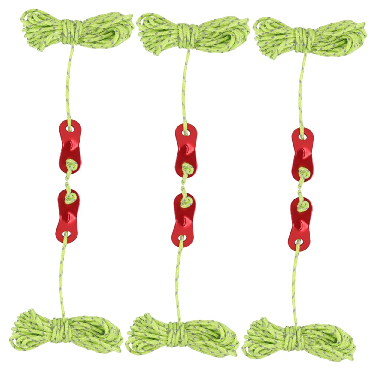 DECHOUS 6pcs 4m Nylon Guyline Ropes for Tent Reflective Tarp Line with Safe Aluminum Hooks for Camping Hiking Random Color
