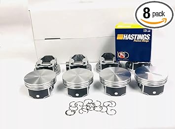 Hypereutectic Flat Top Pistons Set of 8 plus matching rings compatible with Kit 2008-10 GM Chevy 6.2L LS3. Click size needed before adding to Cart! STD Bore 4.065" Dia.