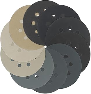 50 Pieces 5 Inch Wet Sandpaper, DRLIFE 8 Holes Hook and Loop Sandpaper Wet Dry Sanding Sheets 400/600/800/1000/1200/1500/2000/3000/5000/7000 Assorted Fine Grits for Wood Metal Polishing and Finishing