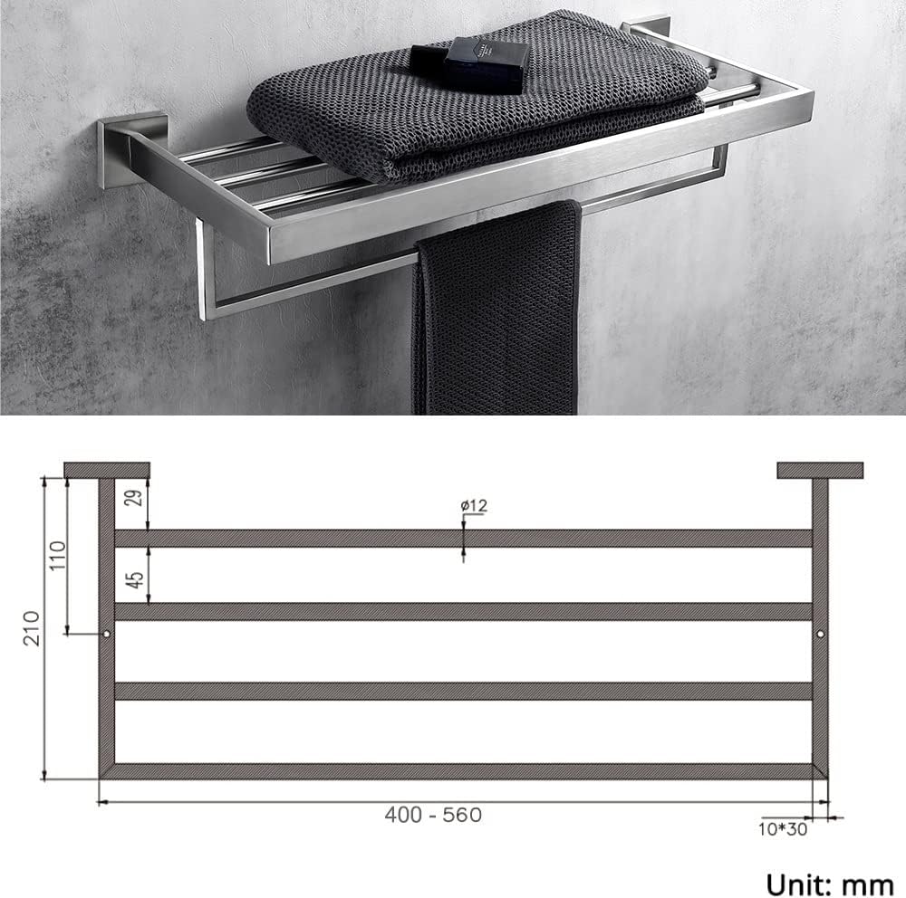 Towel Rails, Bathroom Towel Rack Wall Mounted Towel,Brushed Stainless Steel Wall Mount Towel,Towel Bar,Bathroom Accessories Hardware/56Cm/a