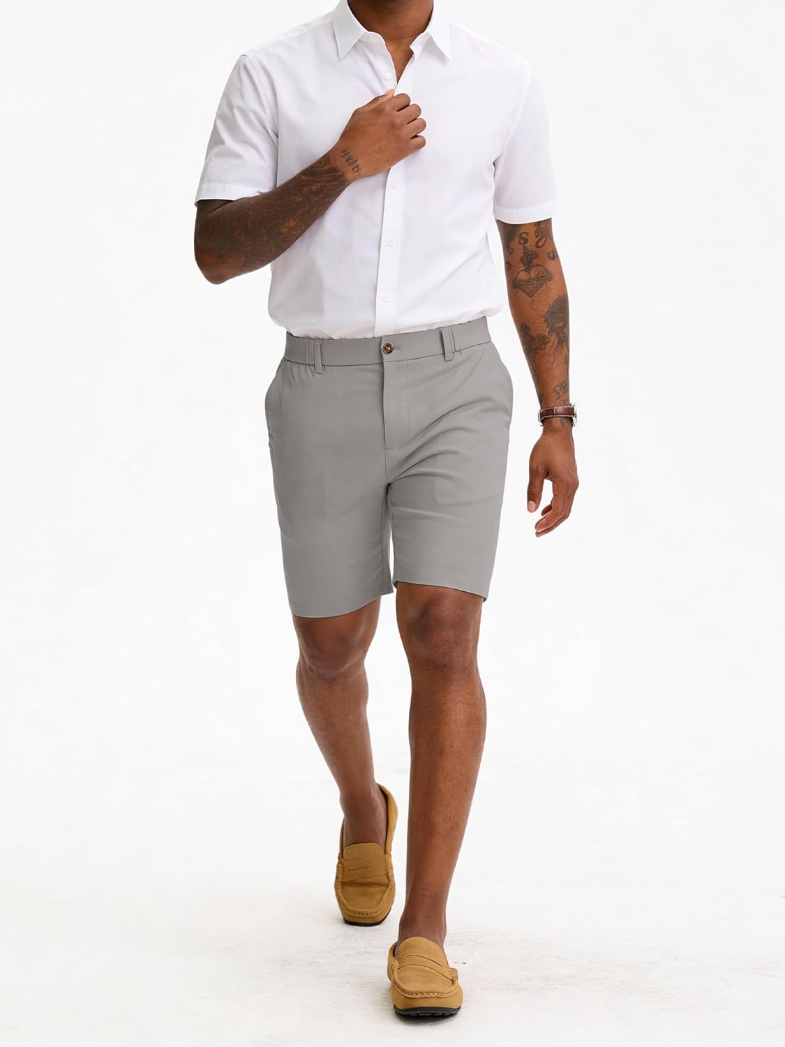 PLEPAN Men's Slim Fit Stretch Dress Shorts 7" Lightweight Skinny Casual with Expandable Waist Summer Shorts - Image 6