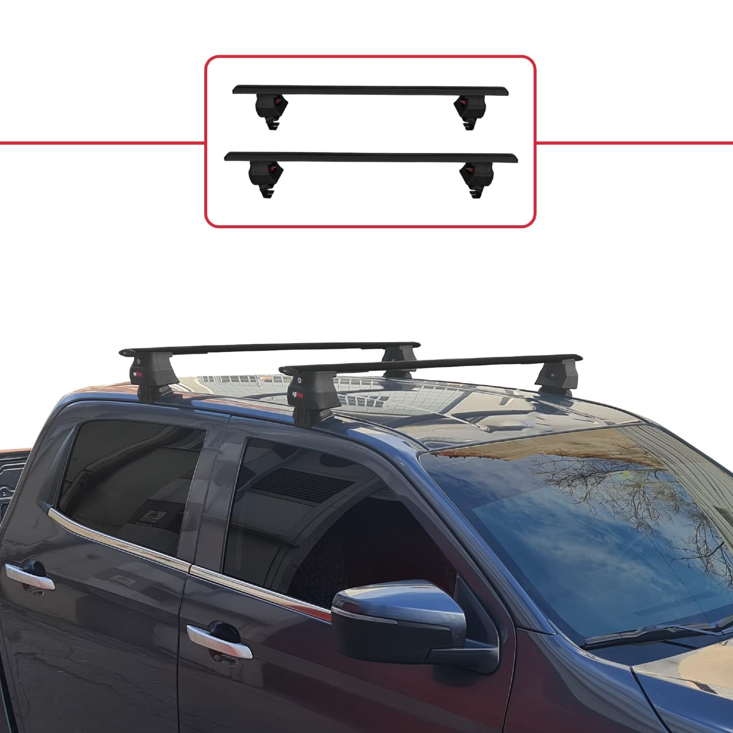 Kompatibel mit Isuzu D-Max 3 (RG01) 2020-2025 ACE-4 Relingträger Dachträger Auto Gepäckträger Schwarz Aluminium 2 Stangen