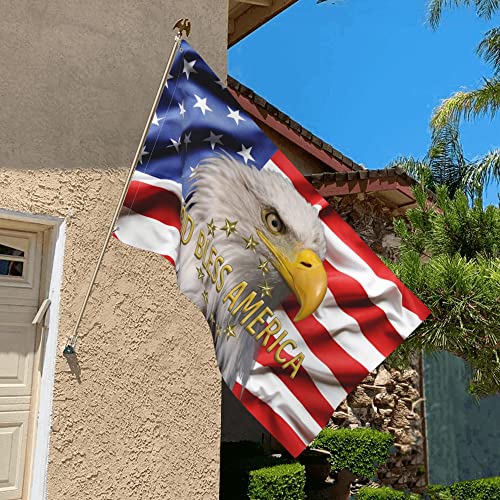 American Flags For Outside 3X5 Outdoor Usa Patriotic 3 Ply Flag God Bless America Us Flags, 4Th Of July Memorial Independence Day Double Stitched Freedom Eagle Flag With Brass Grommets For Patio Garden Yard Lawn #TOP4