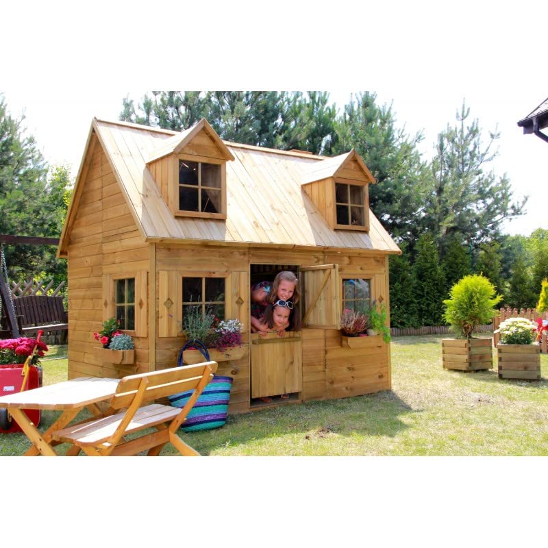 Casetta da giardino per bambini in legno "Sofia" 157x248x218 cm.
