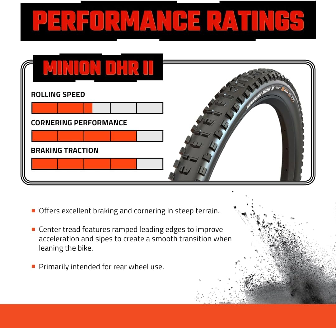 Minion DHR II Mountain Bike Tire - Bundle with Cycle Crew Tire Lever | Excellent Braking and Cornering Traction in Steep Terrain