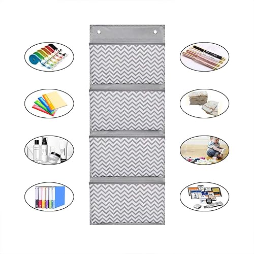 Miniatura 5 de Eamay Organizador de archivos colgantes para montaje en pared, tabla de bolsillo de almacenamiento para colocar sobre la puerta, suministros de