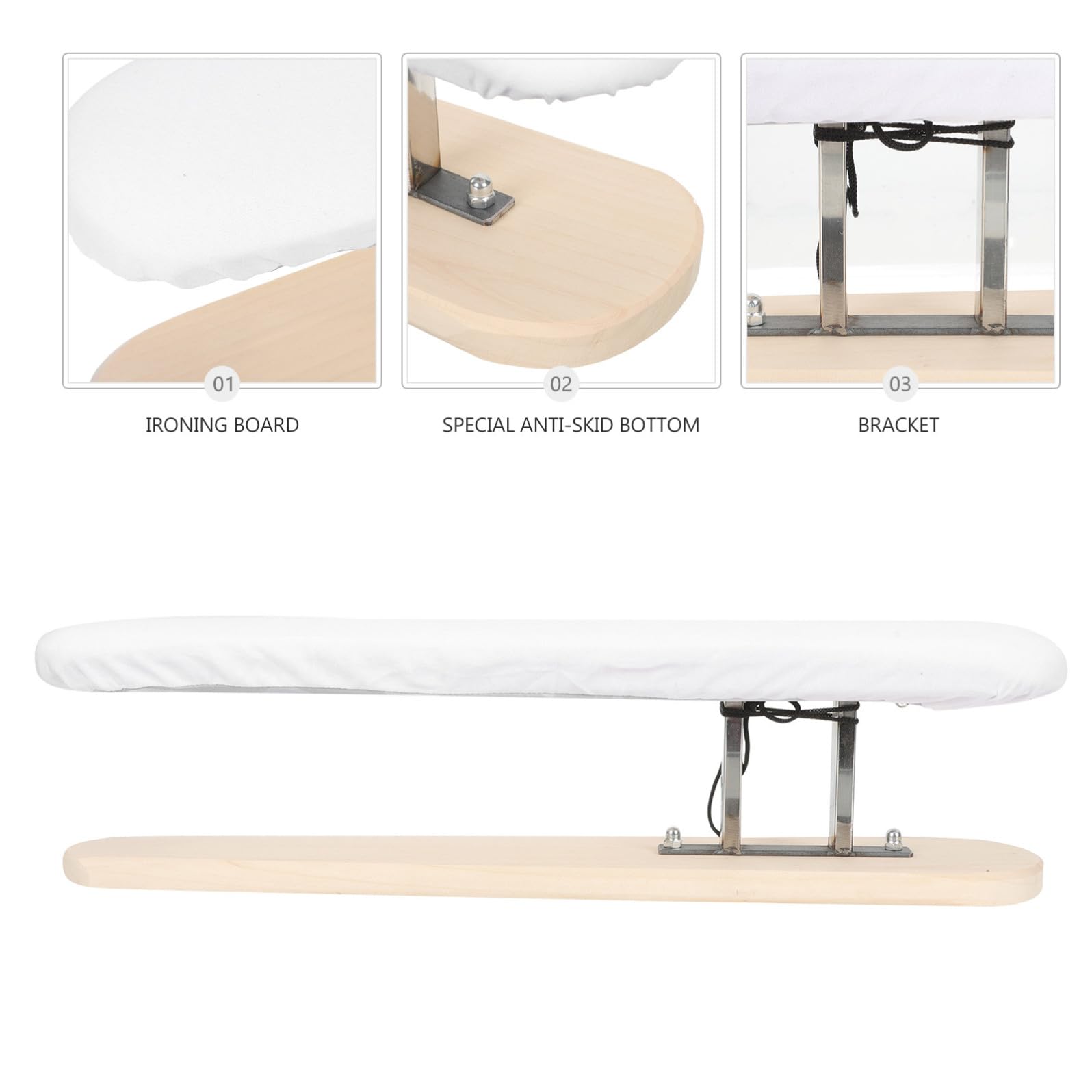 KICHOUSE Asse da Stiro Facile da Usare in Legno Rivestimento Bianco Compatta per Stirare Camicie e Maniche, per Uso Ferro a Vapore