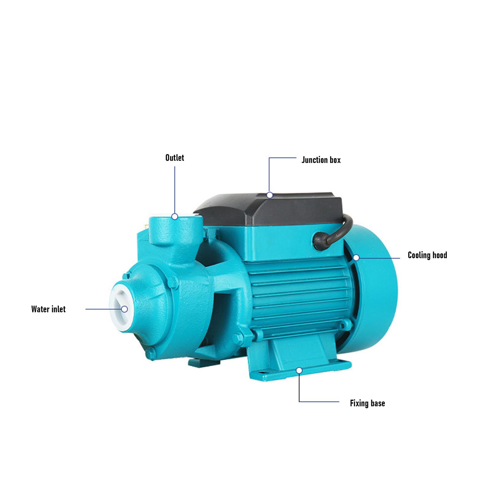 Walfront Bomba Centrífuga Bomba de Agua de Aumento de Presión de Agua Autocebante 0,5 Caballos de Fuerza 36 M Elevación Alta 36 LPM Caudal QB60 para Riego Agrícola