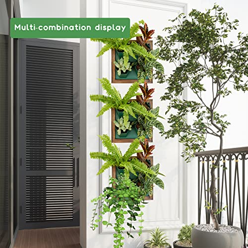 Quoaot Vertical Wall Planter, 4 Pots Self Watering Living Wall Planter Indoor, Wooden Frame Planter Wall Decoration Home Office (No Screw) #TOP2