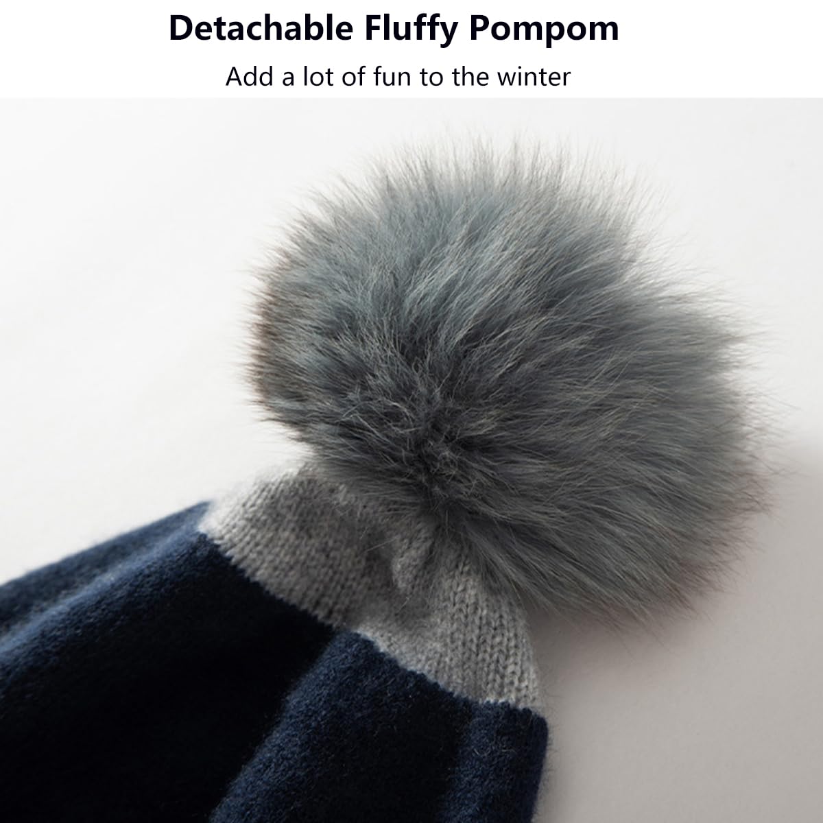YUONNY 100% kaszmirowa dzianinowa czapka na uszy dla dzieci w wieku 3-8 lat dzieci chłopcy dziewczęta zimowa miękka ciepła dzianinowa czapka beanie z pomponem, prezent