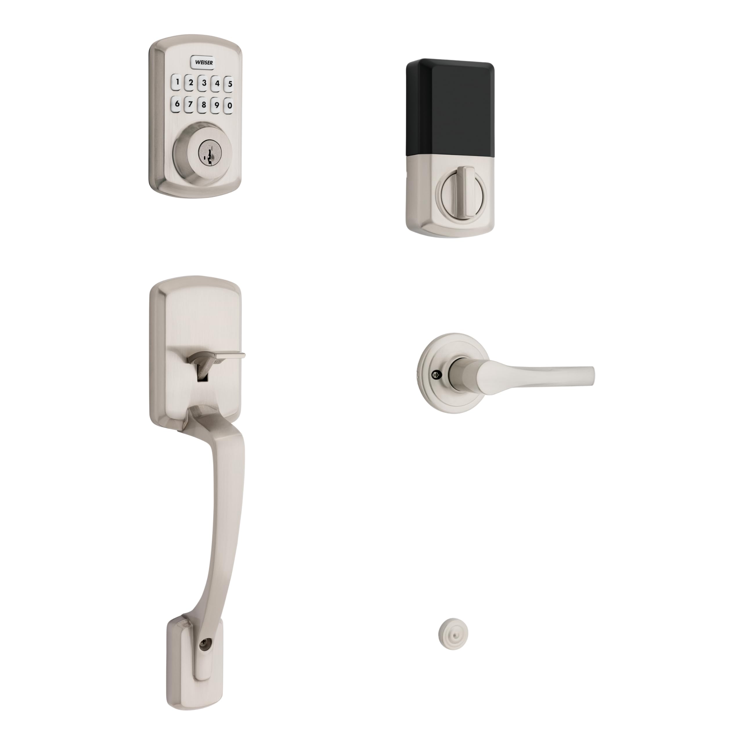Weiser Satin Nickel Front Door Lock and Handle Set, Powerbolt 3