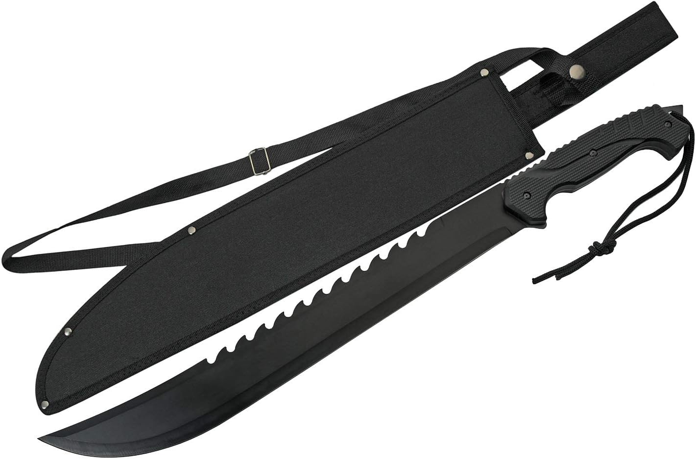 SZCO Supplies 25" Full-Tang Saw Back Machete with Nylon Sheath – Tactical Survival Knife for Outdoor Adventures, Camping, Hunting, and Bush Clearing