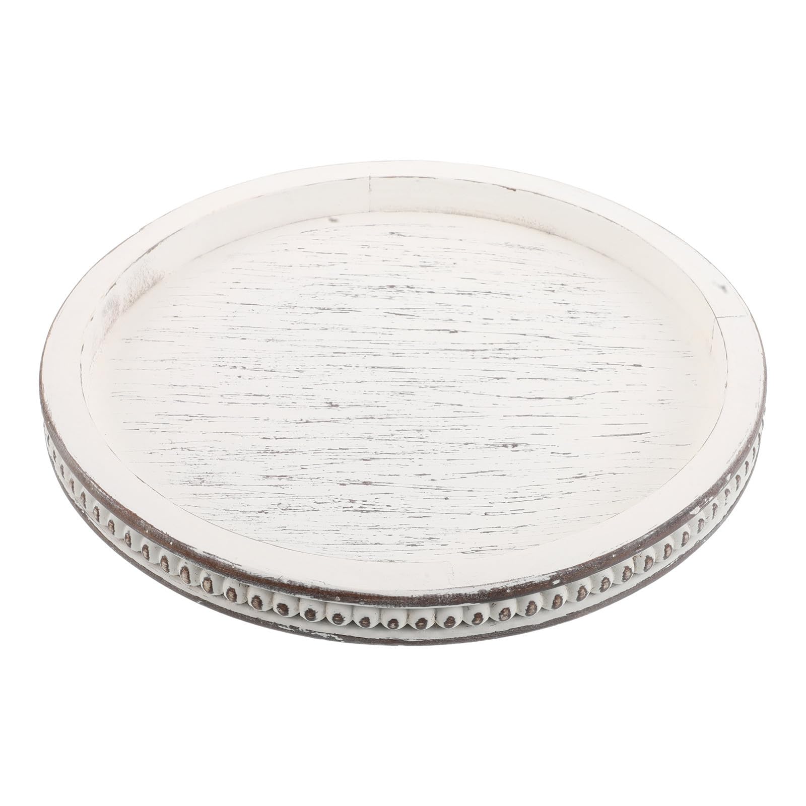 Bandeja para servir redonda color beige en tablero de densidad con función de pieza de acento para decoración vintage en sala y comedor