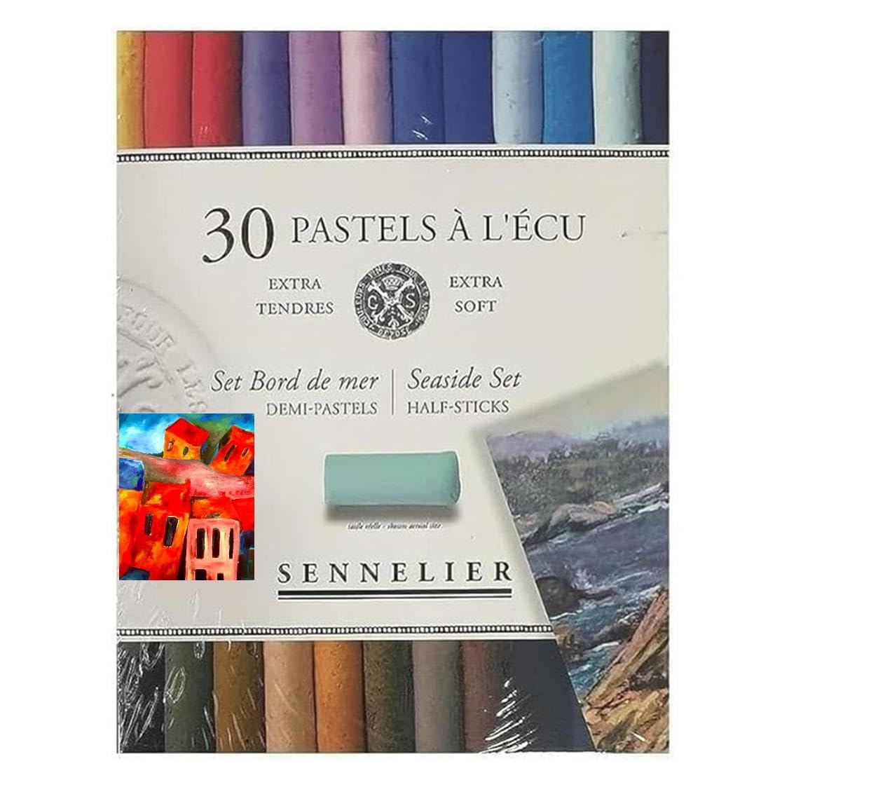 Sennelier Soft Pastel - Estuche de 30 Demi-Pastels tendres à l'écu Plein air, Set Bord DE MER, Pastel Extra Fins - Calidad Artística (Francia)