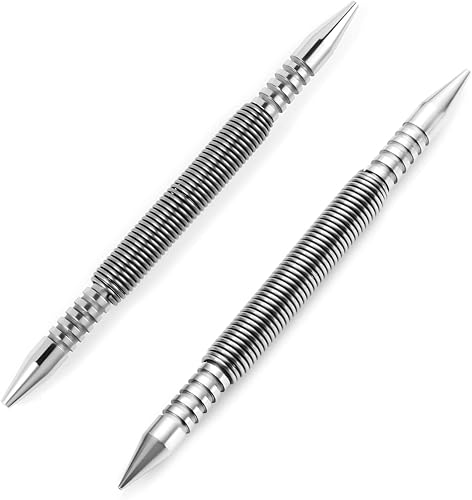 2pcs Dual Head Nail Setters, (132-116 Inch) (332-18 Inch) Spring Loaded Center Punch Spring Nail Setter Punch Set Hammerless Nail Set Tool Door
