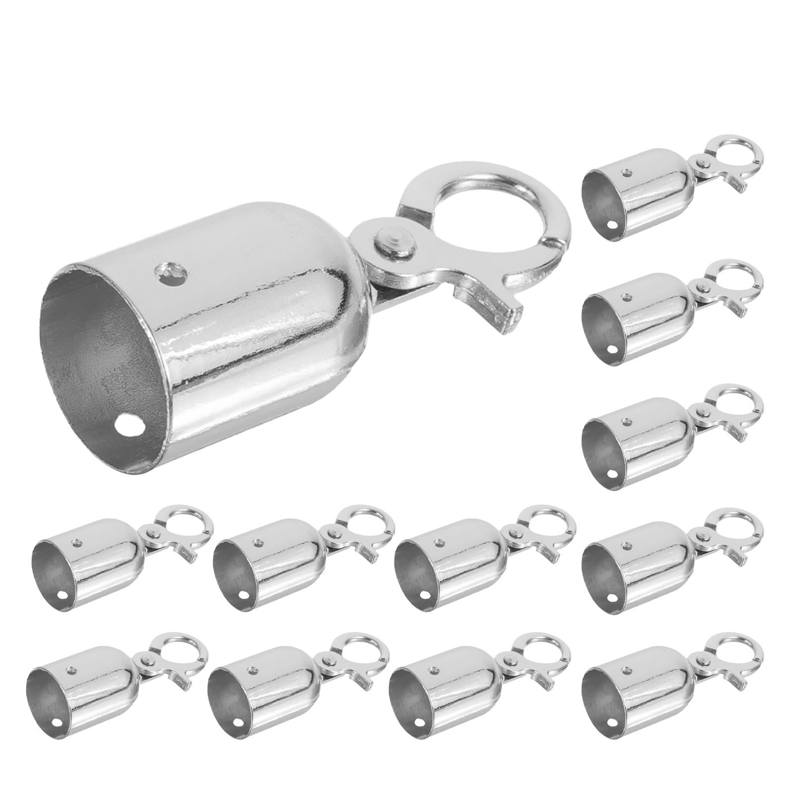 12 extremos de cable de aleación de zinc con gancho de mosquetón, accesorios de control de multitudes para interiores y exteriores, conectores portátiles para postes de eventos y barreras