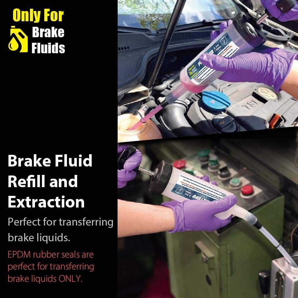 FIRSTINFO A11556 250ml Manual Bendable Brake Fluid Refill and Extractor Pump Syringe Style Manual Suction Pump for Brake Fluid ONLY