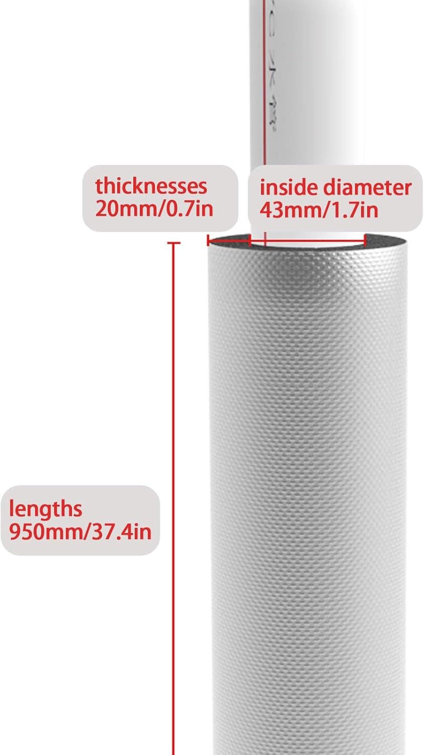 3 Insulation Foam Pipe, Open self-Adhesive Insulation Cotton Pipe, Thickened Material for Outdoor Solar air-Conditioning Rubber Insulation Pipe Anti-Freezing(Id43,Thk20)