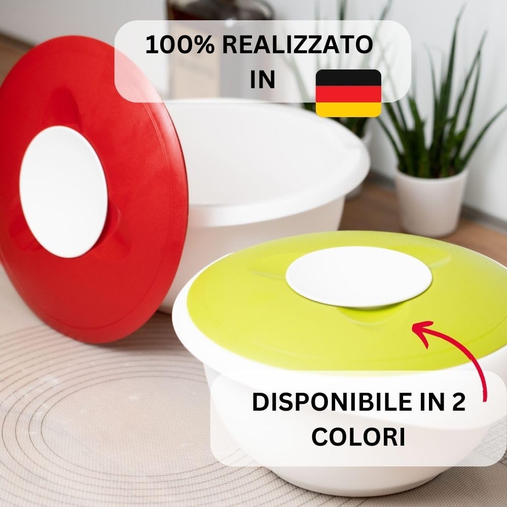 Westmark Ciotola da cucina con coperchio in due parti, 3,5 l, Con beccuccio, Plastica, Bianco/Rosso, 3155227R