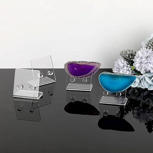 Miniatura 8 de Hipiwe Paquete de 4 soportes de exhibición de monedas militares de acrílico transparente, mini caballete de coleccionista, soporte de medallón para