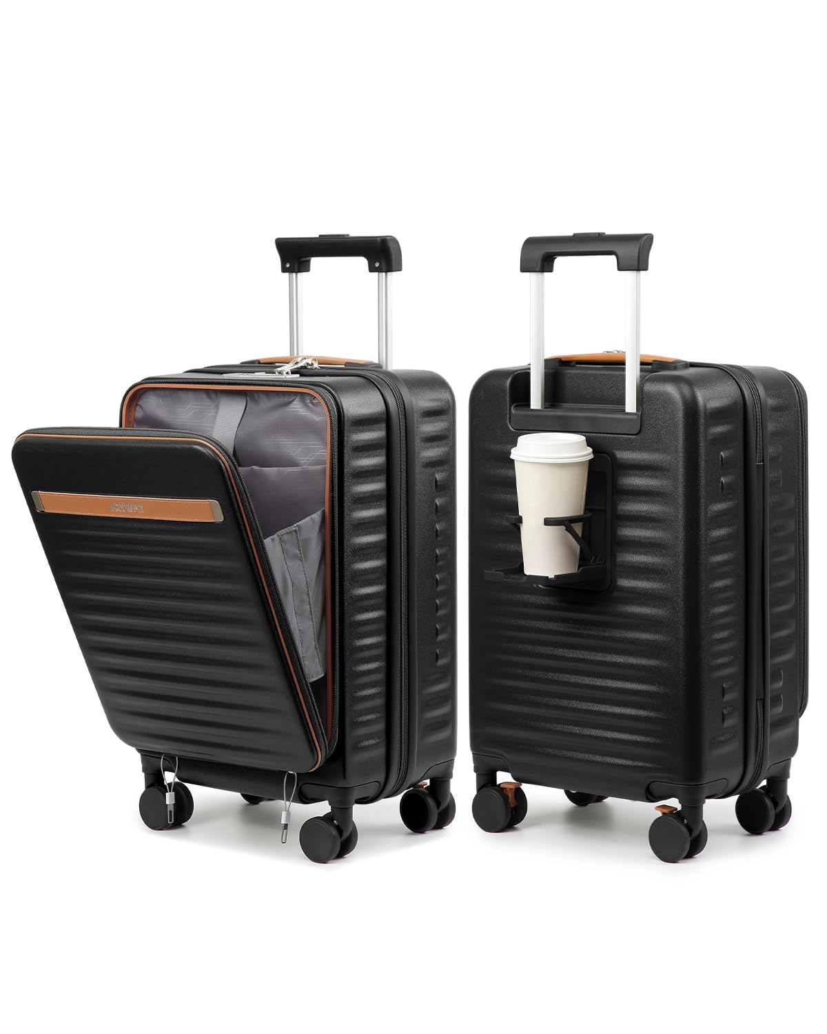 Joyway Carry on Luggage Airline Approved with Front Compartment and Cup Holder 20 Inch Hard Shell Carry-on Suitcase