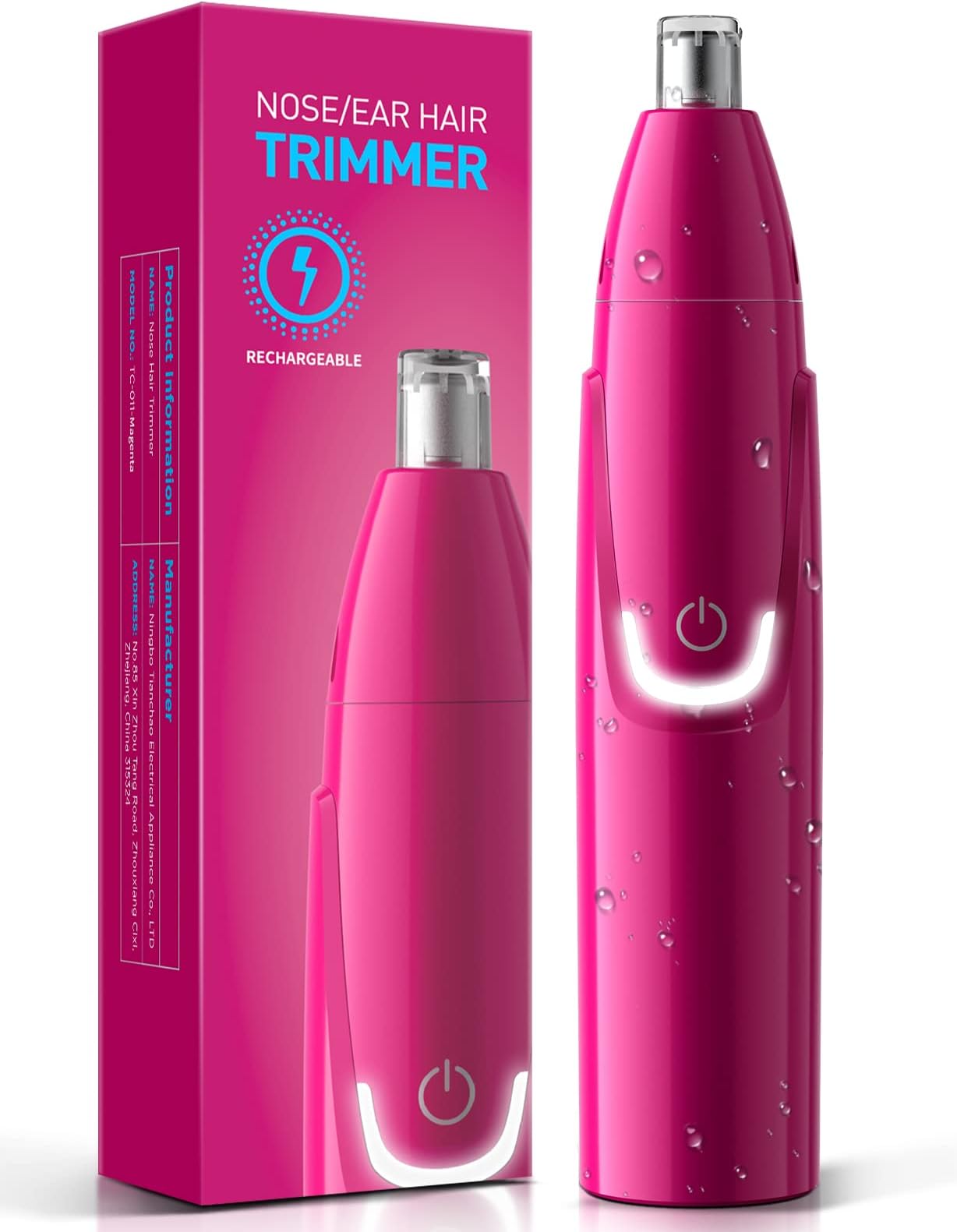 Rechargeable Ear and Nose Hair Trimmer - 2025 Professional Painless Eyebrow & Facial Hair Trimmer for Men Women, Powerful Motor and Dual-Edge Blades for Smoother Cutting Magenta