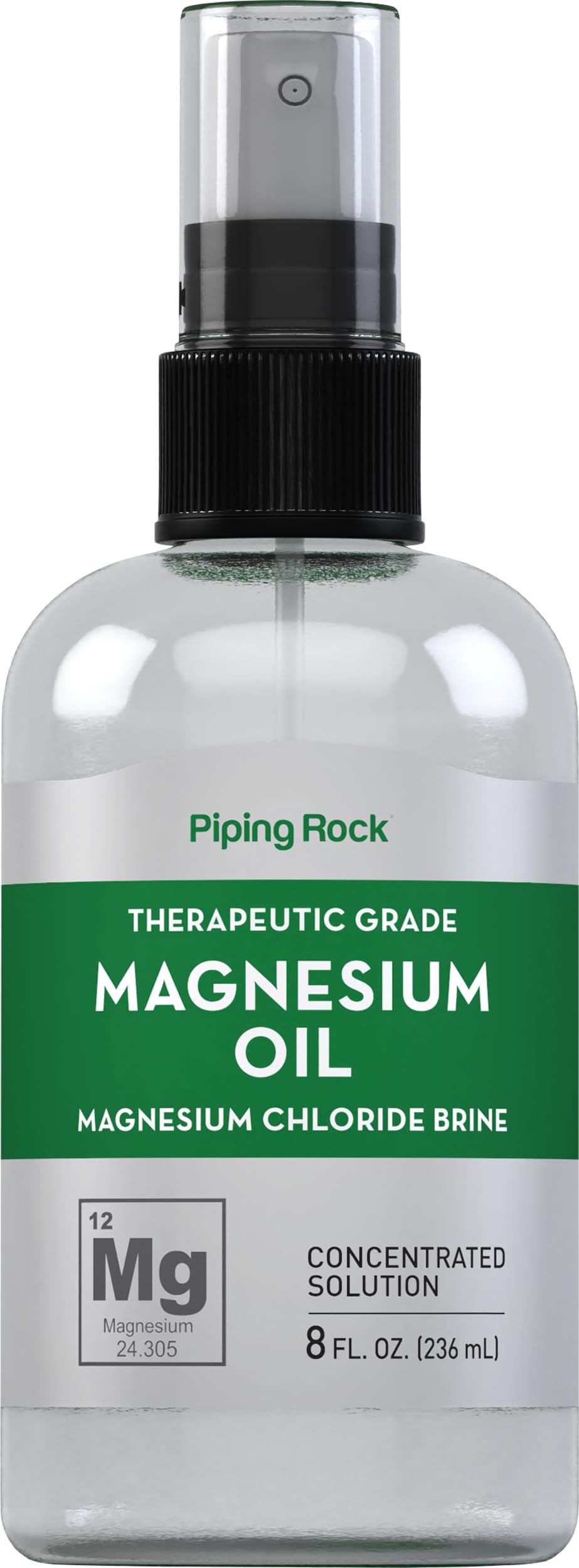 Piping Rock Pure Magnesium Oil Spray | 8 Fl Oz | Magnesium Chloride Brine | Liquid Concentrated Solution | Therapeutic Grade | Non-GMO, Gluten Free