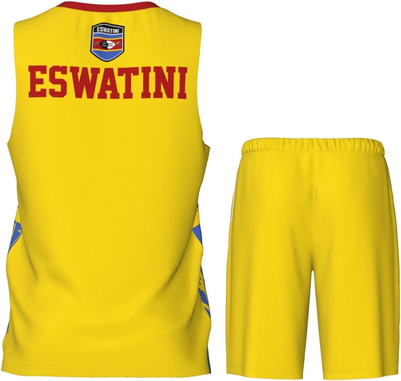 Eswatini Flag Grain Basketball Jersey Uniform Suit for Men Adults Training Athletic Set