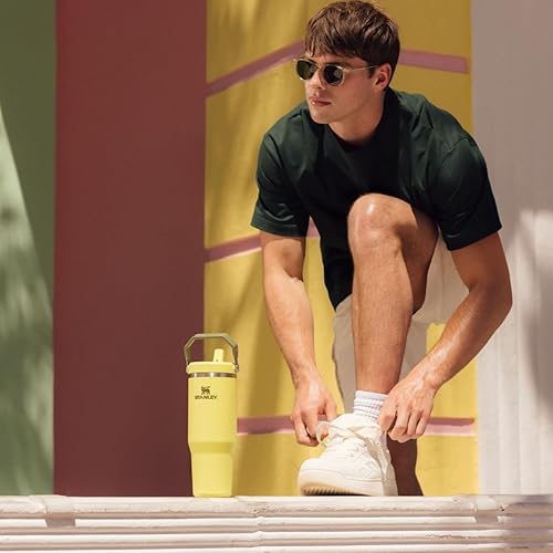 Miniatura 135 de Stanley - Vaso con popote plegable IceFlow con asa de 30 onzas Tapa de giro y popote abatible Botella de agua resistente a fugas Acero