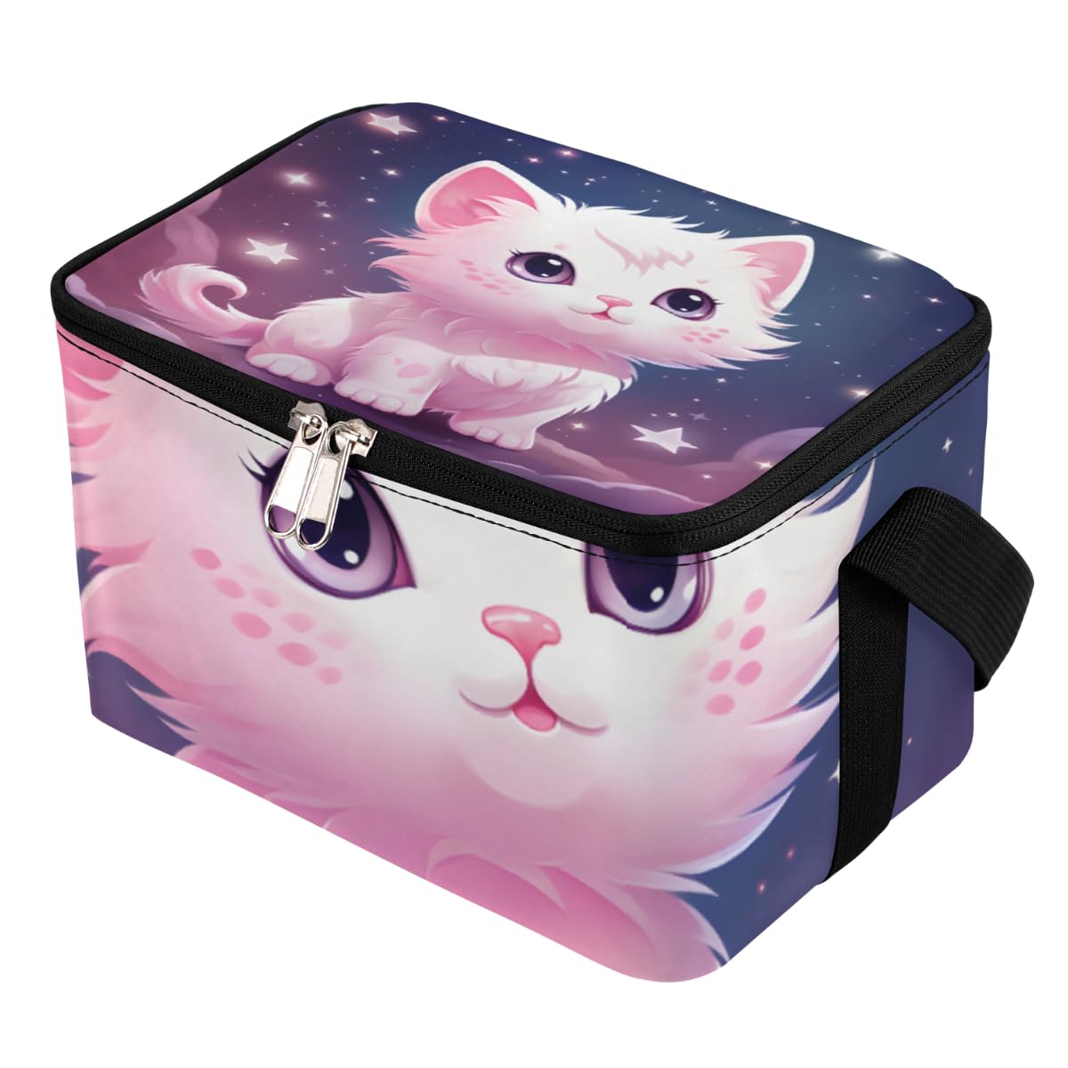 GzLeyigou Lunch Bags for Women Men 9 Cans,Cat Hot & Cold Food Delivery Bag Insulated Grocery Bag Insulated Lunch Box Cute Kitten Cooler Bag for Office Work Picnic Beach